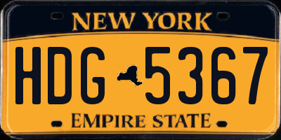 NY license plate HDG5367