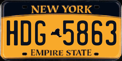 NY license plate HDG5863