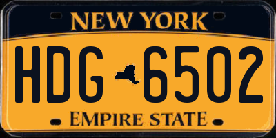 NY license plate HDG6502