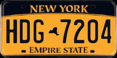 NY license plate HDG7204