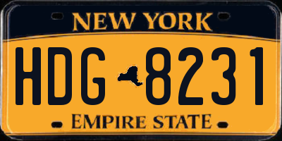 NY license plate HDG8231