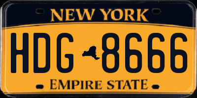 NY license plate HDG8666