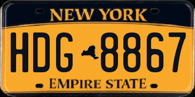 NY license plate HDG8867