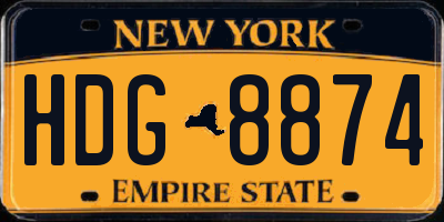 NY license plate HDG8874