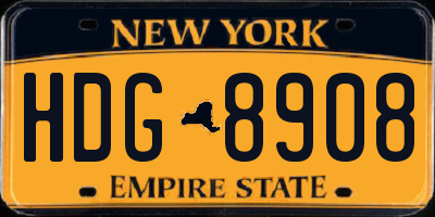 NY license plate HDG8908