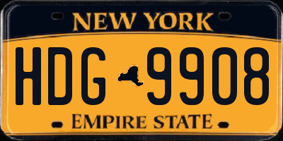 NY license plate HDG9908