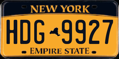 NY license plate HDG9927