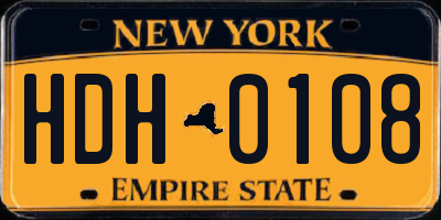 NY license plate HDH0108