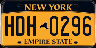 NY license plate HDH0296