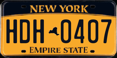 NY license plate HDH0407