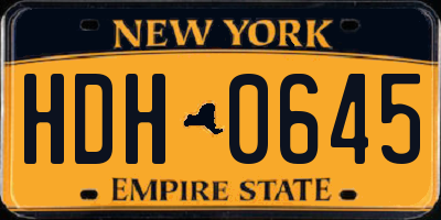 NY license plate HDH0645