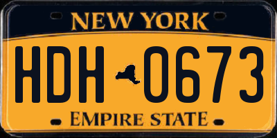 NY license plate HDH0673