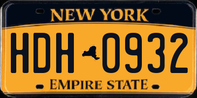 NY license plate HDH0932