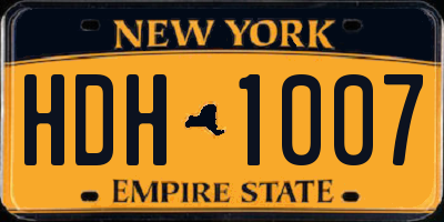 NY license plate HDH1007