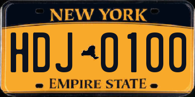 NY license plate HDJ0100