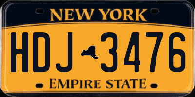 NY license plate HDJ3476