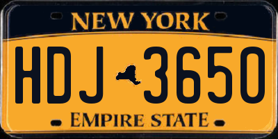 NY license plate HDJ3650