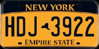 NY license plate HDJ3922