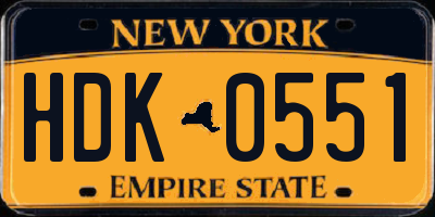 NY license plate HDK0551