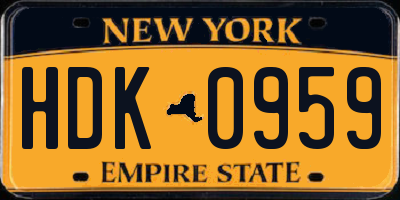NY license plate HDK0959