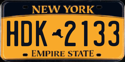 NY license plate HDK2133