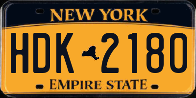 NY license plate HDK2180