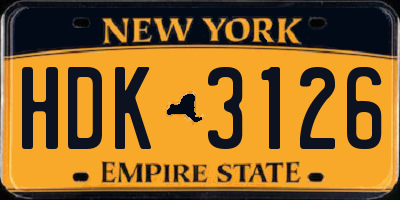 NY license plate HDK3126