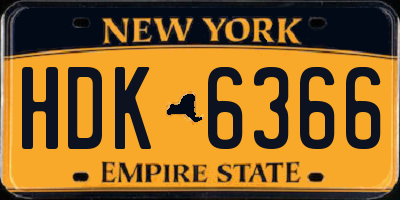 NY license plate HDK6366