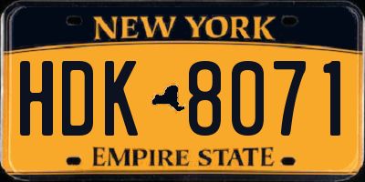 NY license plate HDK8071