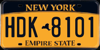 NY license plate HDK8101