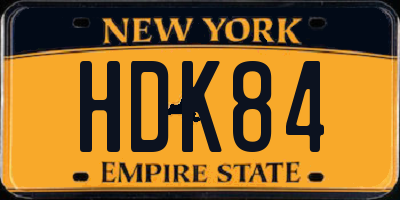 NY license plate HDK84