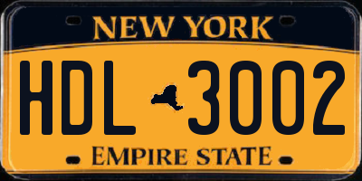 NY license plate HDL3002