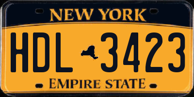 NY license plate HDL3423