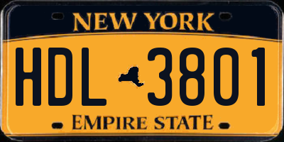 NY license plate HDL3801