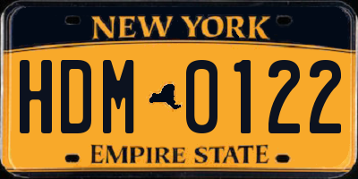 NY license plate HDM0122