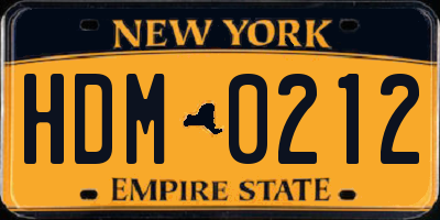 NY license plate HDM0212