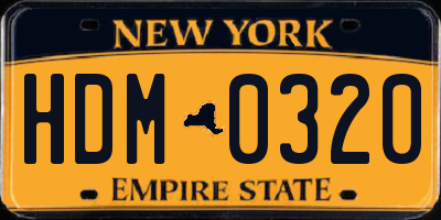 NY license plate HDM0320