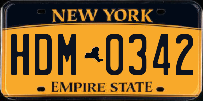 NY license plate HDM0342