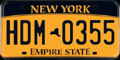 NY license plate HDM0355