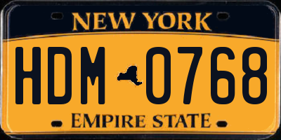 NY license plate HDM0768