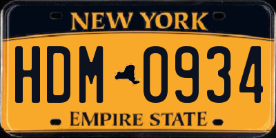 NY license plate HDM0934