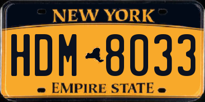NY license plate HDM8033