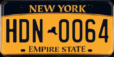 NY license plate HDN0064