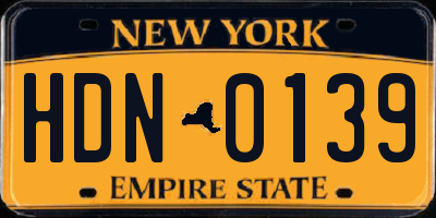 NY license plate HDN0139