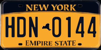 NY license plate HDN0144