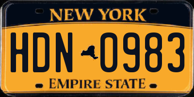 NY license plate HDN0983