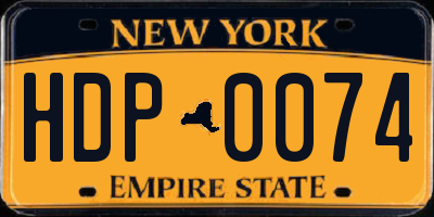 NY license plate HDP0074
