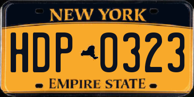 NY license plate HDP0323