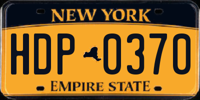 NY license plate HDP0370