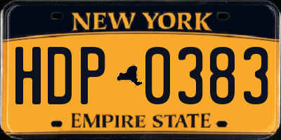 NY license plate HDP0383